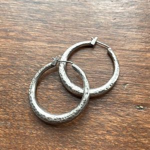 Silver Hammered Hoops